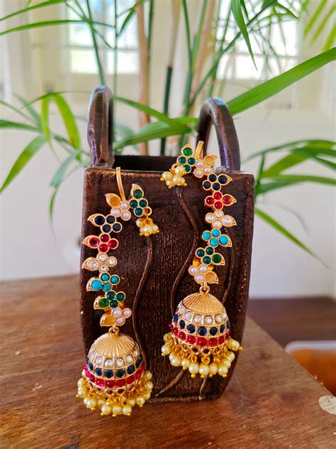 Peony Gold jhumka earcuffs – Nirelia