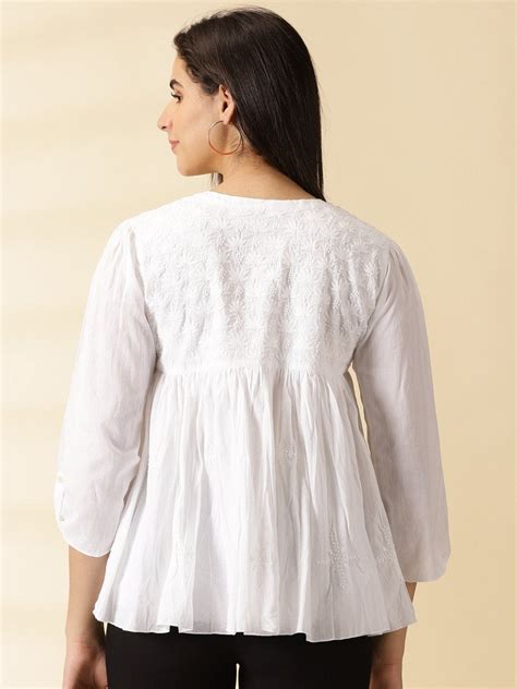Chikankari Women Top - White - Buy Chikankari Tops online in India ...