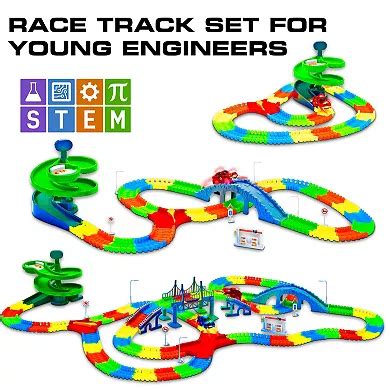 STEM Glow In The Dark Trax Race Tracks & Two LED Toy Cars 360-piece ...