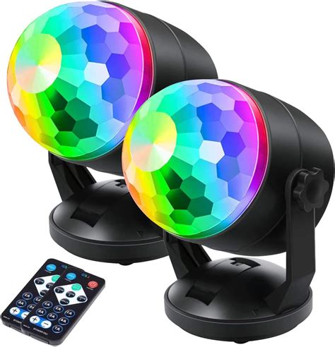 Sound Activated Disco Party Lights - 2-Pack Portable RGB Disco Ball ...
