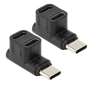 Vikye 2pcs 1 to 2 USB C 3.1 90 Degree Angle Adapter 10Gbps USB 3.1 Type ...