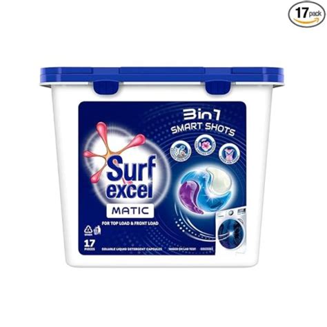 Surf Excel 3-in-1 Smart Shots Liquid Detergent For Front Load & Top ...