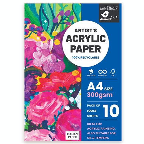 Artist`s Acrylic Paper A4 Size 300 Gsm Pack Of 10 Sheets – Itsy Bitsy