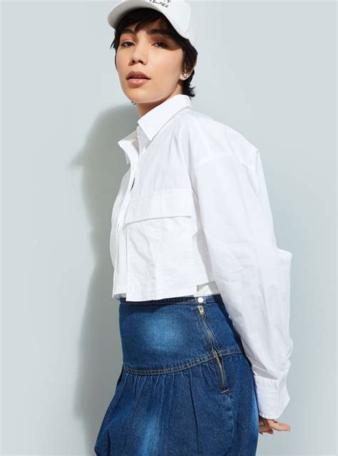 Buy URB_N Women Solid Crop Shirt Online at just Rs. 699.0 ...