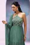 Buy Blue Georgette, Satin Beads, Sihana Cloud Pattern Anarkali With ...