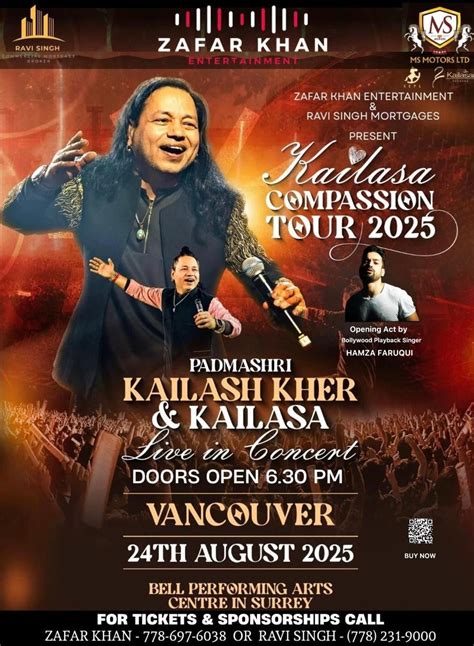 KAILASH KHER & KAILASA Live In Concert Vancouver , Bell Performing Arts ...