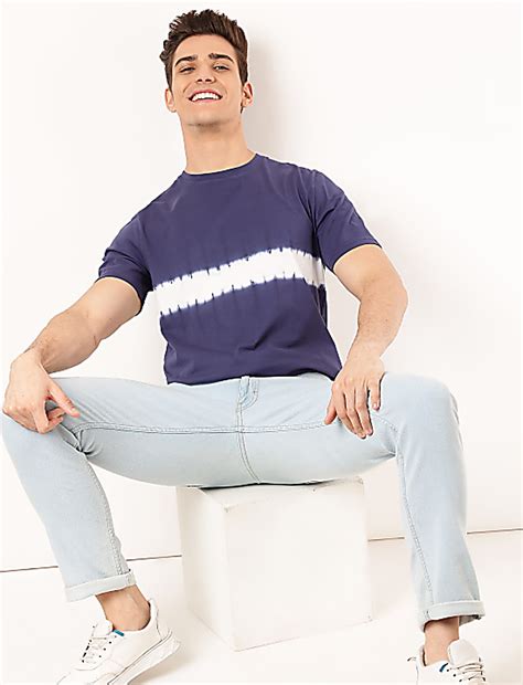 Buy Pure Cotton Ombre Round Neck T-Shirt at Marks & Spencer