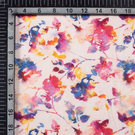 Pastel Pink And Sangria Purple Floral Pattern Digital Print Viscose Ra ...