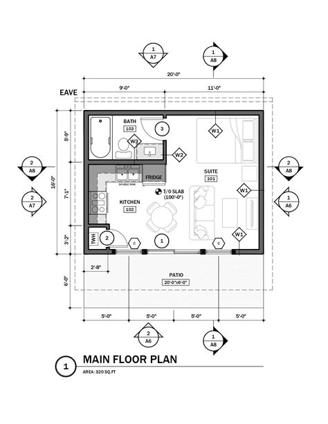 Charming 20'x16' Suite-style Small Cabin Floor Plan | Ideal for Airbnb ...