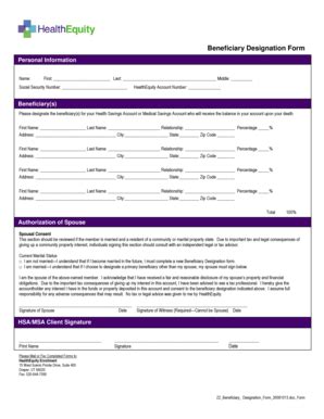 Fillable Online HSA Beneficiary Designation Form - napebt Fax Email ...