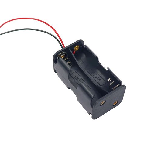 Electronic Spices AA 4 cells Battery holder hard plastic case with wire ...
