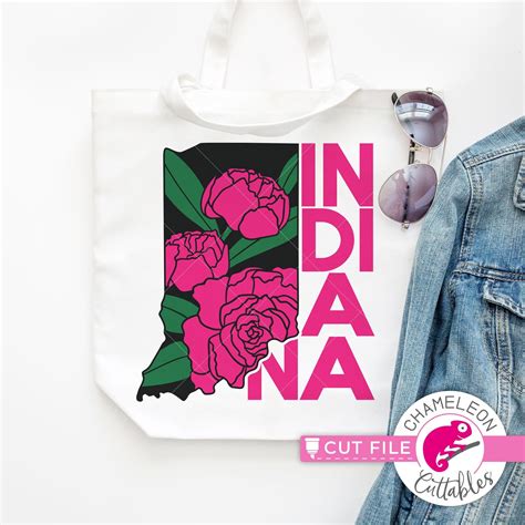 Indiana state flower peony svg png dxf eps jpeg Chameleon Cuttables LLC | Chameleon Cuttables LLC