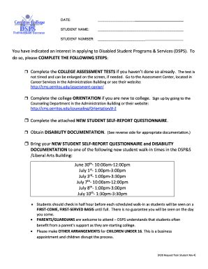 Fillable Online cms cerritos STUDENT NUMBER: Fax Email Print - pdfFiller