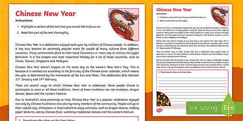 Chinese New Year Paraphrasing Worksheet (teacher made)
