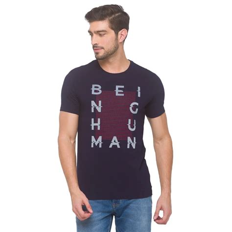 Being Human Regular Fit Men Crew Neck T-Shirts-Navy