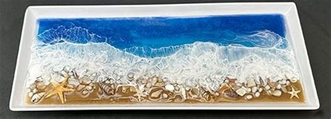 Resin, Mica Powder, Shells, Sand Beach Charcuterie Tray, 3059 Greenwich ...