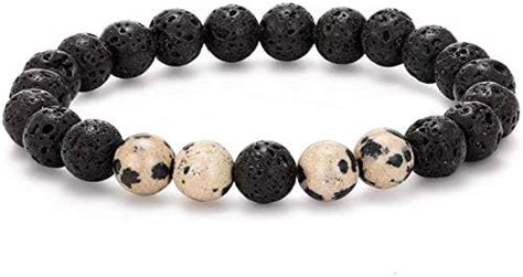 Buy Aahana Natural Volcanic Lava Dalmation Jasper Round Beads Crystal ...