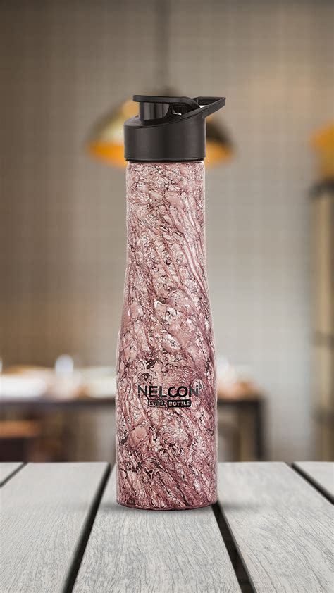 Nelcon Primo marble finish water bottle stainless steel with sipper ca