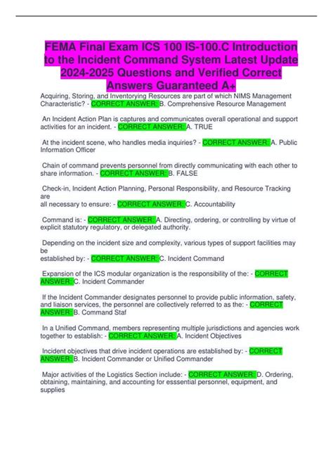 Image result for FEMA 100 Study Guide