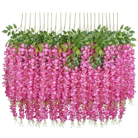 Buy Pauwer 24 Pack Artificial Wisteria Vine Ratta Fake Wisteria Hanging ...