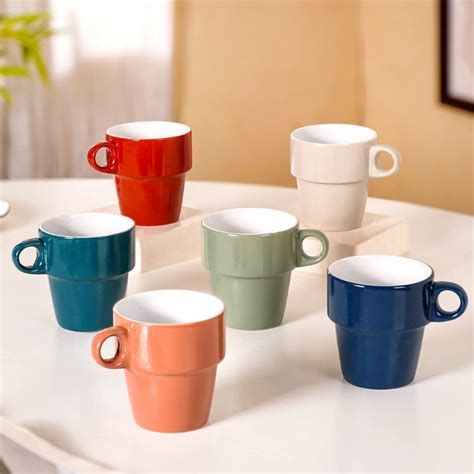 Stackable Cups Set of 6 Multicolour With Box 250ml Online - Premium ...