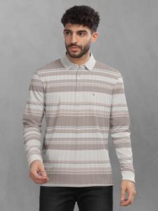 Bullmer Striped Men Polo Neck Beige T-Shirt - Buy Bullmer Striped Men ...