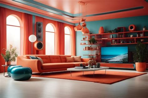 Futurism living room wallpaper futuristic living space background ...