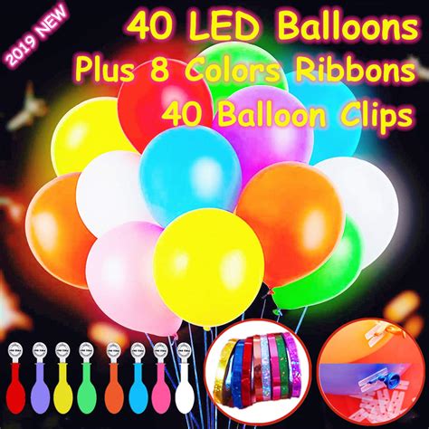40 Pack LED Light Up Balloons, Premium Mixed-Colors Flashing Party ...