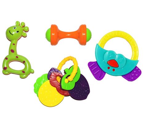 Buy Multi Coloured Rattles for Little Babies, 4 Cute Toys for Infants ...