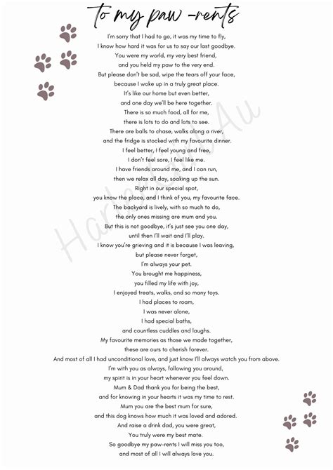 Dog Memorial Poem, Grief Poem for Dog Passing, DIGITAL Download ...