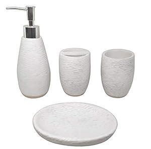 Aquieen Poly Resin Bathroom Accessories Set of 4 Pieces - Liquid Soap ...