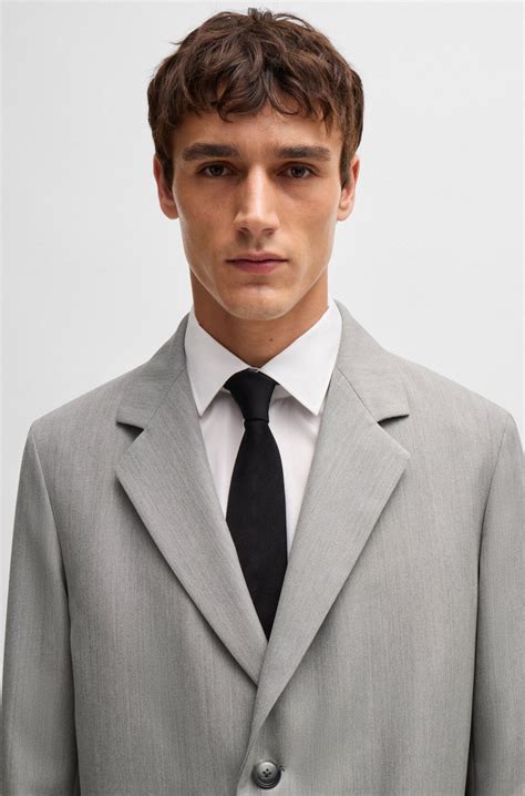 BOSS - Slim-fit coat in patterned virgin wool - Silver