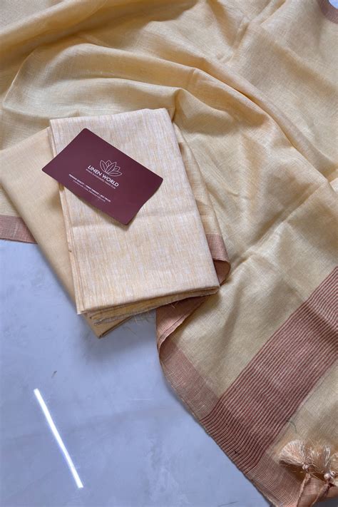 Buy Light Yellow Pure Linen Suit Set (Unstitched) Online | Linen World