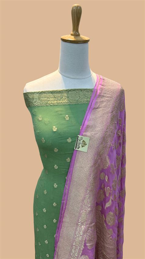 Banarasi Khaddi Georgette Dress Material – The Crafts Banaras