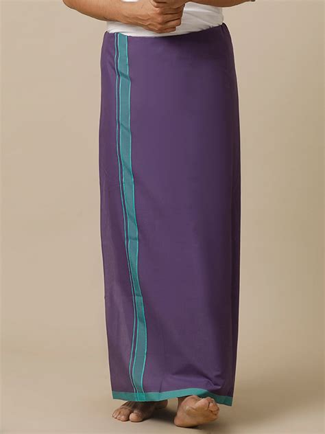 Mens Assorted fancy border Violet dhoti -Ahimsa