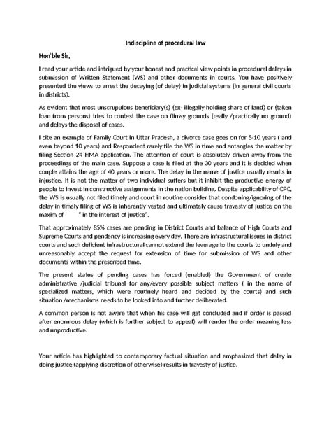 Indiscipline of procedural law - Indiscipline of procedural law Hon’ble ...