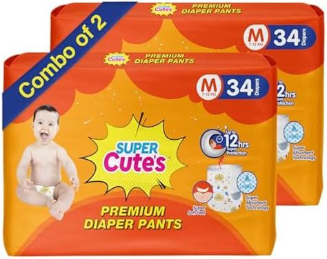 Buy Super Cutes Premium Baby Diapers M Size, 68 Count, 7-12Kg, Super ...
