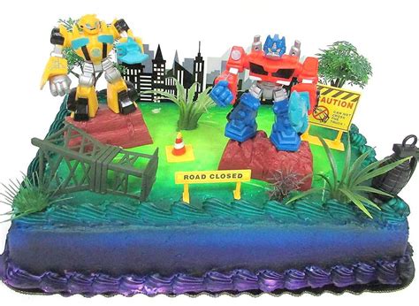 Buy Transformers 10 Piece Birthday Cake Topper Set Featuring Bumblebee ...