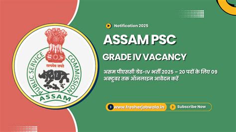 Assam PSC Grade IV Recruitment 2025 - Apply Online for 20 Posts