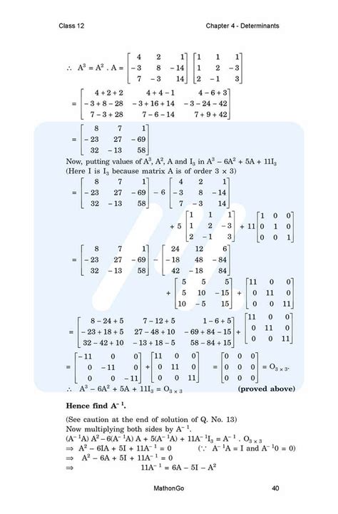 Class 12 Maths Solutions Chapter 4 的图像结果