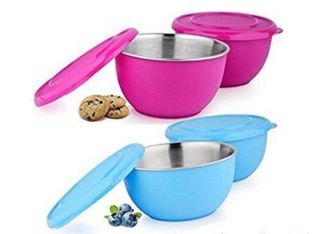 Buy Stainless Steel Microwave Safe Bowl 13 cm Set - 4, 4 Piece, Red ...