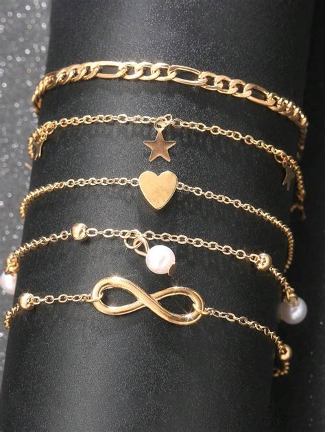 4-16Pcs Fashionable And Elegant Metallic Gold Pearl, Butterfly, Heart ...