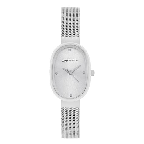 Shop online Enola Aura White Oval Dial Watch with a Sleek Mesh Strap by ...