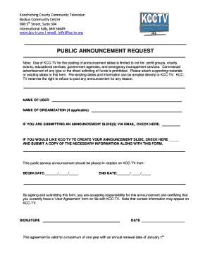 Fillable Online kcc-tv Form public announcmentpdf - kcc-tv Fax Email ...
