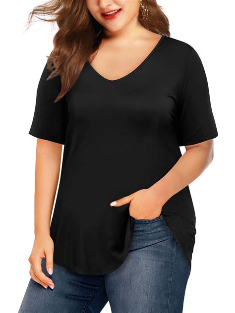 JYLFC Womens Plus Size T-shirts, V Neck, Short Sleeve, Summer Shirts ...