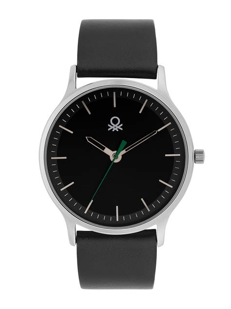 United Colors Of Benetton Iconic Leather Black Round Dial Analog Men W ...