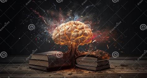 Concept Art of a Human Brain Exploding with Knowledge and Creativity. Brain Tree Stock ...