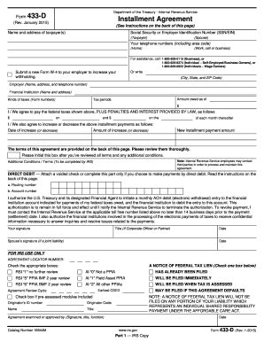 18 Printable irs installment agreement form 433-d Templates - Fillable ...