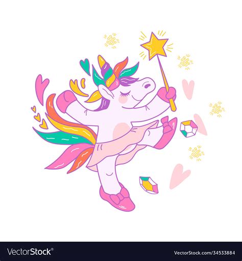 Cartoon Drawing Dancing Unicorn Ballerina Vector Stock, 40% OFF