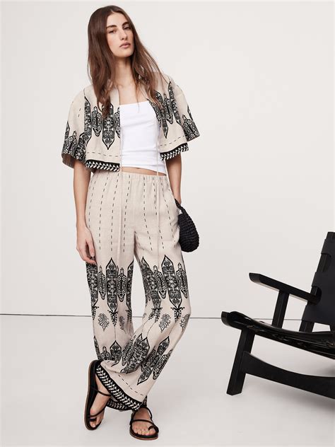 Wide-Leg Linen Pull-On Pant | Banana Republic